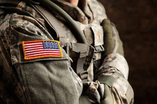 us flag badge on army uniform